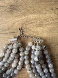 Gray White Acrylic Lucite Big Bead Chunky Multi Strand Necklace - Alana