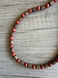 Mens Reddish Brown Jasper Wood Beaded Necklace - Terrance