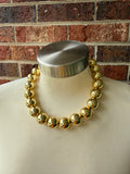 Shiny Gold Choker Acrylic Beaded Statement Necklace - Betty