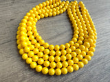 Yellow Big Beaded Acrylic Chunky Multi Strand Necklace - Alana