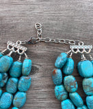 Turquoise Blue Green Lucite Acrylic Chunky Multi Strand Statement Necklace - Lauren