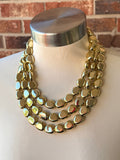 Shiny Gold Acrylic Statement Beaded Multi Strand Necklace - Nikki