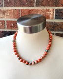 Orange Blue Jade Beaded Multi Strand Statement Necklace - Alana