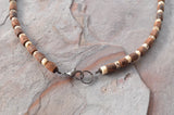 Wood Betel Nut Mens Necklace Beaded Long Short Surfer Necklace - Dennis