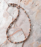 Copper Black Stone Mens Beaded Long Metal Necklace - Atticus