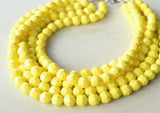 Yellow Faceted Acrylic Lucite Big Bead Chunky Multi Strand Necklace - Evelyn