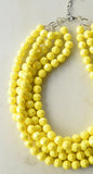 Yellow Faceted Acrylic Lucite Big Bead Chunky Multi Strand Necklace - Evelyn