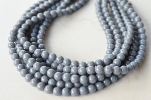 Gray Acrylic Lucite Bead Chunky Multi Strand Statement Necklace - Alana