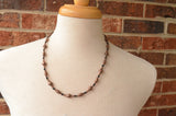 Copper Black Stone Mens Beaded Long Metal Necklace - Atticus