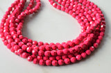 Fuchsia Pink Faceted Beaded Acrylic Lucite Multi Strand Statement Necklace - Evelyn