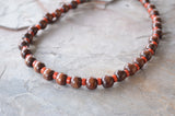 Brown Red Wood Magnesite Stone Beaded Mens Necklace - Rudy