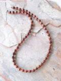 Brown Red Wood Magnesite Stone Beaded Mens Necklace - Rudy