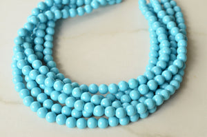 Carolina Blue Acrylic Lucite Bead Chunky Multi Strand Statement Necklace - Alana