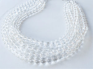 Clear Glass Beaded Chunky Multi Strand Statement Necklace - Alana