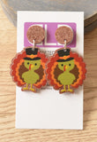 Turkey Thanksgiving Glitter Statement Acrylic Lucite Dangle Earrings