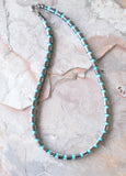 Turquoise Blue Gray Hematite Magnesite Stone Beaded Mens Necklace - Samson