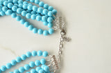 Carolina Blue Acrylic Lucite Bead Chunky Multi Strand Statement Necklace - Alana