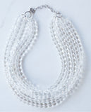 Clear Glass Beaded Chunky Multi Strand Statement Necklace - Alana