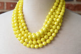 Yellow Faceted Acrylic Lucite Big Bead Chunky Multi Strand Necklace - Evelyn