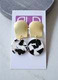 Black White Acrylic Geometric Lucite Dangle Statement Earrings - Anna