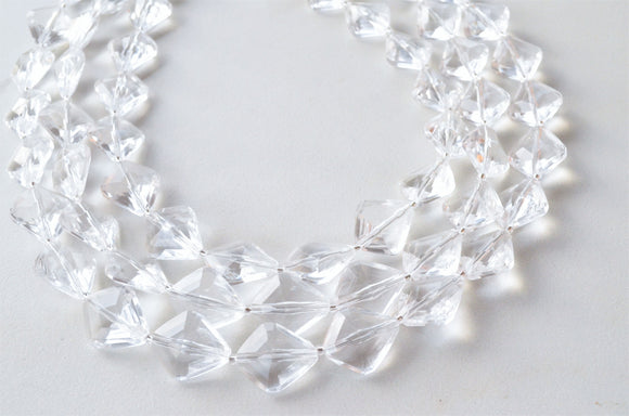 Clear Lucite Multi Strand Beaded Acrylic Geometric Statement Necklace - Krista