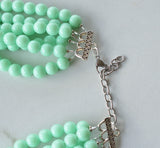 Mint Green Acrylic Lucite Bead Chunky Multi Strand Statement Necklace - Alana