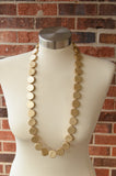 Gold Long Bead Matte Acrylic Lucite Womens Statement Necklace - Alexis