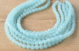 Light Blue Faceted Beaded Acrylic Lucite Multi Strand Statement Necklace - Evelyn