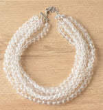 Clear Faceted Beaded Acrylic Multi Strand Chunky Statement Necklace - Evelyn