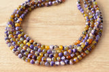 Purple Yellow Statement Beaded Chunky Faceted Stone Necklace - Tara