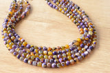 Purple Yellow Statement Beaded Chunky Faceted Stone Necklace - Tara