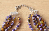 Purple Yellow Statement Beaded Chunky Faceted Stone Necklace - Tara