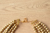 Black Gold Gold Acrylic Tube Bead Multi Strand Statement Necklace - Tanya