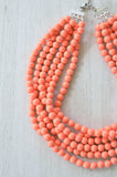 Coral Orange Pink Acrylic Lucite Bead Chunky Statement Necklace - Alana