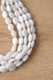 White Lucite Acrylic Beaded Multi Strand Chunky Statement Necklace - Lauren
