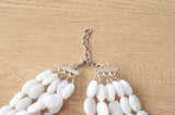 White Lucite Acrylic Beaded Multi Strand Chunky Statement Necklace - Lauren