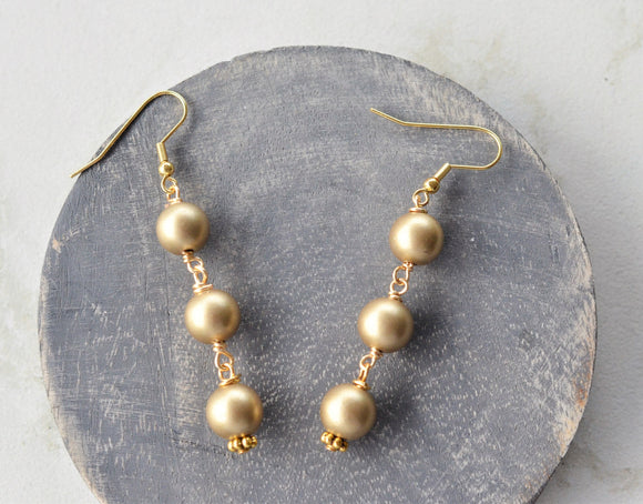 Gold Lucite Statement Matte Dangle Earrings Jewelry Set - Alana