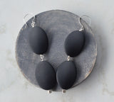 Black Lucite Statement Matte Dangle Earrings Jewelry Set - Morgan