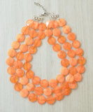 Orange Lucite Acrylic Beaded Multi Strand Chunky Statement Necklace - Charlotte