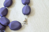 Blue Purple Matte Long Acrylic Chunky Big Bead Necklace - Nikki 2