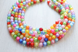 Colorful Beaded Acrylic Lucite Multi Strand Chunky Statement Necklace - Evelyn