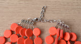 Orange Beaded Wood Chunky Multi Strand Statement Necklace - Charlotte