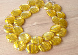 Yellow Acrylic Beaded Chunky Multi Strand Statement Necklace  - Flora