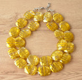 Yellow Acrylic Beaded Chunky Multi Strand Statement Necklace  - Flora