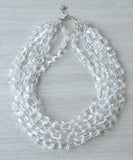 Clear Faceted Lucite Beaded Statement Multi Strand Chunky Necklace - Jenny