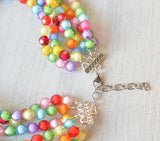 Colorful Beaded Acrylic Lucite Multi Strand Chunky Statement Necklace - Evelyn