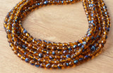 Brown Dark Blue Crystal Faceted Beaded Glass Multi Strand Statement Necklace - Rebecca