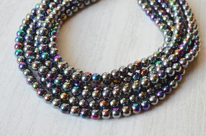 Gray Rainbow Acrylic Lucite Bead Chunky Multi Strand Statement Necklace - Alana