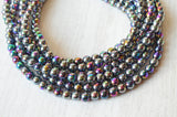 Gray Rainbow Acrylic Lucite Bead Chunky Multi Strand Statement Necklace - Alana