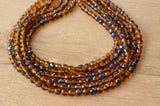 Brown Dark Blue Crystal Faceted Beaded Glass Multi Strand Statement Necklace - Rebecca